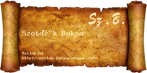 Szoták Baksa névjegykártya